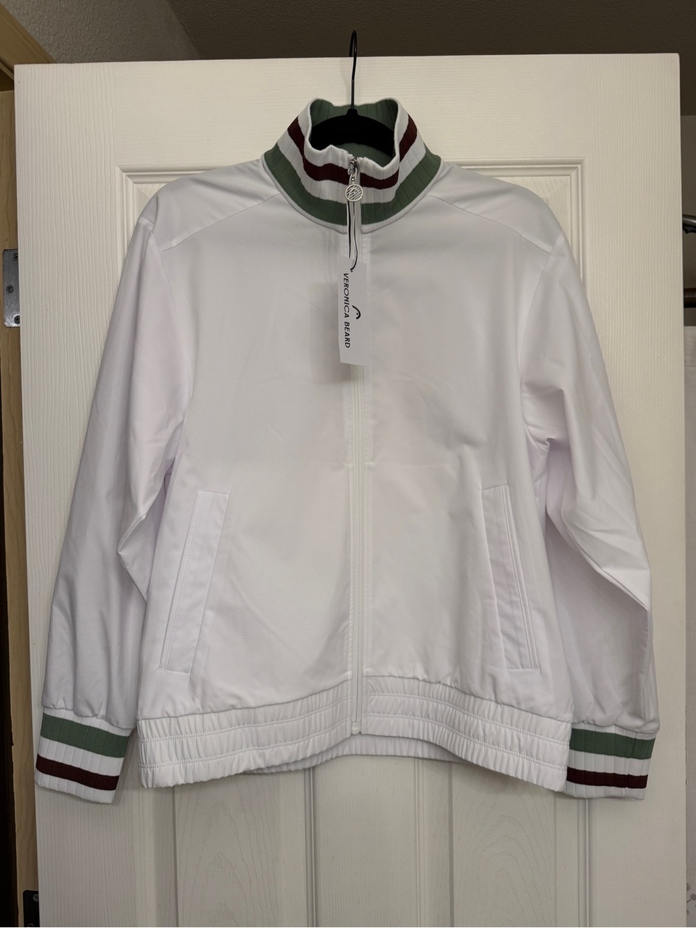 Veronica Beard x HEAD Volley Track Jacket White Stripe Zip M NWT
